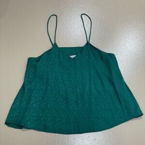 Vintage 90s Y2k Green Semi Sheer Floral Flowy Cami Tank Top Fairy Whimsigoth S